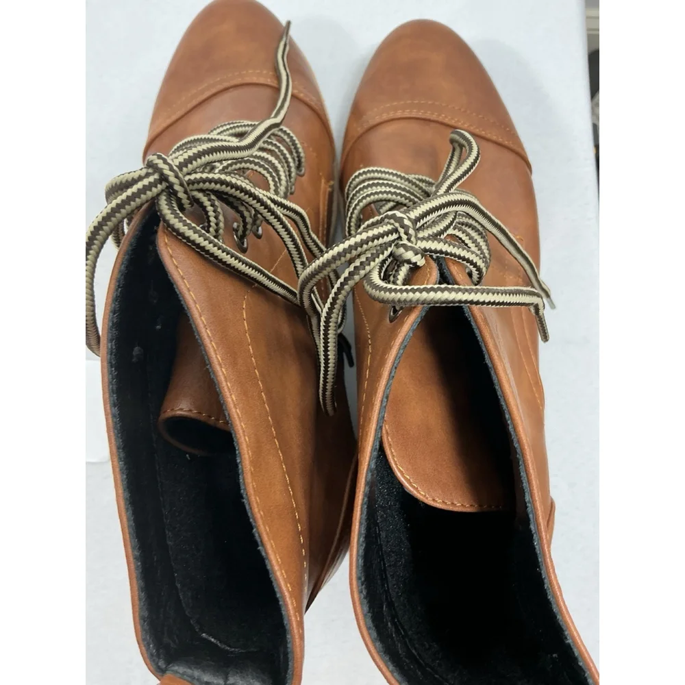 Mens New Lace Up Chukka Boots Size 10 Brown Flat Heel Almond Toe